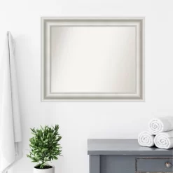 34" X 28" Non-Beveled Parlor White Bathroom Wall Mirror - Amanti Art -Home Series Shop GUEST e6783a56 e1af 4682 a501 ccf06a330533