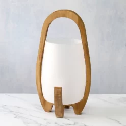 15" Organic Contemporary Natural Wood Accented Table Desk Lamp With Translucent Glass Shade - Lalia Home -Home Series Shop GUEST e71b1cda 52bd 4c08 9baa 365eb3daa547