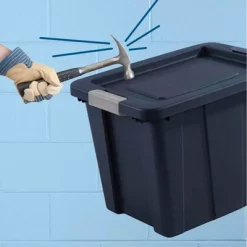 Sterilite Tuff1 18 Gallon Plastic Stackable Basement Garage Attic Storage Organizer Tote Container Bin With Latching Lid, Dark Indigo Blue (6 Pack) -Home Series Shop GUEST e7b7d0c6 922a 47aa 9d14 214590aeab60
