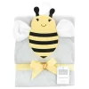 Hudson Baby Unisex Baby Cotton Animal Face Hooded Towel, Bee, One Size