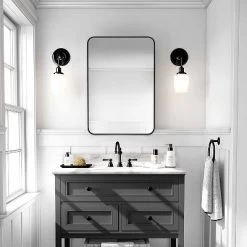 Serio 22" X 30" Brushed Metal Framed Rounded Corner Rectangular Vanity Mount Decorative Bathroom Vanity Mirrors-The Pop Home -Home Series Shop GUEST e90fccd6 4edb 444a 9263 39c6bd0d4be2