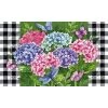 Evergreen Hydrangea Checks Embossed Indoor Outdoor Doormat 18 X 30 Green