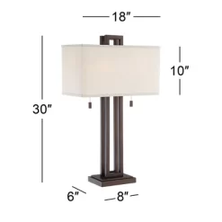 Possini Euro Design Gossard Modern Industrial Table Lamp 30" Tall Bronze With USB Charging Port White Rectangular Shade For Bedroom Living Room Office -Home Series Shop GUEST eb87346d 0b87 415b b685 77e43ce881ff