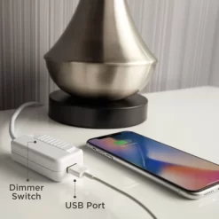 360 Lighting Accent Urn Table Lamp With USB Charging Port 22" High Warm Bronze Drum Shade For Living Room Desk Bedroom House -Home Series Shop GUEST ebc0f417 de2e 4349 b9ed c3ead5843cdf