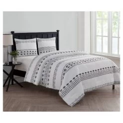 White Azteca Printed Comforter Set (King) - VCNY
