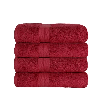 4 Piece Bath Towel Set, Rayon From Bamboo And Cotton, Plush And Thick, Hypoallergenic, Solid Terry Towels With Dobby Border By Blue Nile Mills 5 4 Piece Bath Towel Set, Rayon From Bamboo And Cotton, Plush And Thick, Hypoallergenic, Solid Terry Towels With Dobby Border By Blue Nile Mills - Image 5