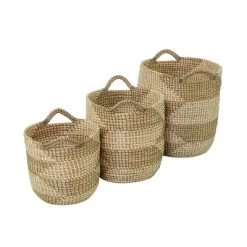Set Of 3 Seagrass Storage Baskets Natural - Olivia & May -Home Series Shop GUEST ecb920c9 e295 4f71 b50b fd9f5b60ab46