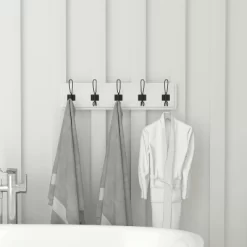 Flash Furniture Daly Wall Mounted 24 Inch Solid White Solid Pine Wood Storage Rack With 5 Hooks For Entryway, Kitchen, Bathroom 13 Flash Furniture Daly Wall Mounted 24 Inch Solid White Solid Pine Wood Storage Rack With 5 Hooks For Entryway, Kitchen, Bathroom -Home Series Shop GUEST ecd094fe 3fa1 4898 9f07 d0dad466dd6e