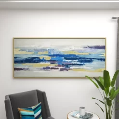 Modern Polystone Abstract Framed Wall Art With Gold Frame Blue - Olivia & May -Home Series Shop GUEST ed267917 09a2 4be8 ab98 8021f0210f96