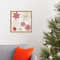 16" X 16" Merry Christmas Sparkles Snowflakes By PI Studio Framed Canvas Wall Art - Amanti Art -Home Series Shop GUEST ed321966 cb1e 4604 8e77 dfc913efd3a1