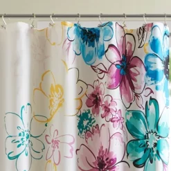 Skye Polyester Printed Shower Curtain Blue