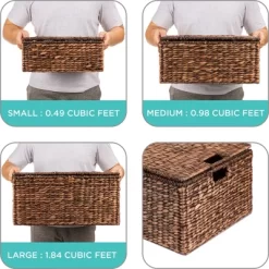 Best Choice Products Set Of 3 Large Multipurpose Hyacinth Storage Baskets W/ Insert Handles, Lid - 21", 20", 18" -Home Series Shop GUEST ee3caf2c 67b5 45f5 b252 8f1ec537be26