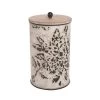 Set Of 3 Cream And Gray Floral Metal Decorative Storage Canisters - Foreside Home & Garden