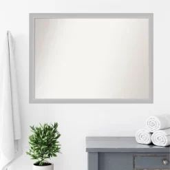 41" X 30" Non-Beveled Low Luster Wood Bathroom Wall Mirror Silver - Amanti Art -Home Series Shop GUEST ef6da7d7 b79f 414b 84db 3ad430dbf5fe