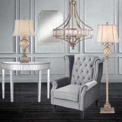 Vienna Full Spectrum Soft Silver Chandelier 24" Wide Crystal Glass 4-Light Fixture For Dining Room House Kitchen Bedroom -Home Series Shop GUEST ef9a4103 2b72 4b83 97e3 f98ae76085f6