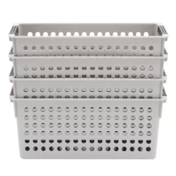 Farmlyn Creek 4 Pack Gray Plastic Storage Baskets Bins With Handles For Shelves, Closet Organizer -Home Series Shop GUEST efadc786 9632 4a90 bbbd 1b59211257db