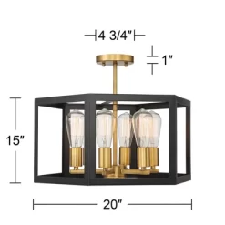 Possini Euro Design Beni Industrial Modern Farmhouse Ceiling Light Semi Flush Mount Fixture 20" Wide Antique Bronze Gold 6-Light For Bedroom Kitchen -Home Series Shop GUEST f2a3a383 5b8a 4c13 bc86 92ca1f31f72c