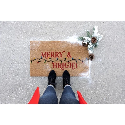 Shiraleah "Merry & Bright" Holiday Doormat 2 Shiraleah "Merry & Bright" Holiday Doormat - Image 2