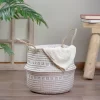 Northlight 17" Beige And White Large Seagrass Belly Basket With Handles
