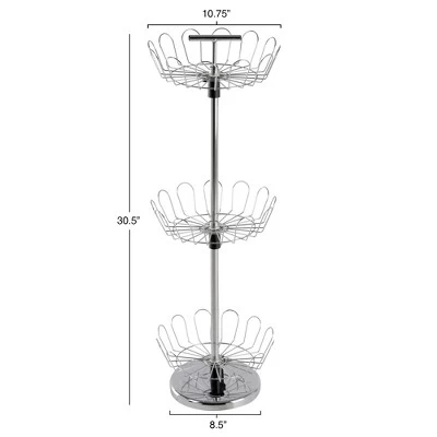 Hastings Home Revolving Shoe Tree Organizer Rack With Three Tiers - 10.75" X 10.75" X 30.5", Chrome 1 Hastings Home Revolving Shoe Tree Organizer Rack With Three Tiers - 10.75" X 10.75" X 30.5", Chrome