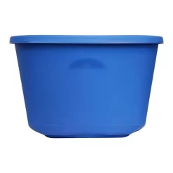 HOMZ 10-Gallon Stackable And Nestable Heavy Duty Plastic Storage Container Organizer Bin With 4 Way Handles, Capri Blue (8 Pack) -Home Series Shop GUEST f5ff811c 44ea 4244 87bb df09f45d2058