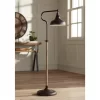 Franklin Iron Works Ferris Rustic Farmhouse Pharmacy Floor Lamp 57" Tall Bronze Faux Wood Grain Adjustable For Living Room Reading Bedroom Office Home