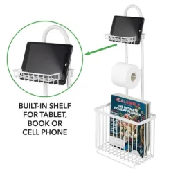 MDesign Metal Free Standing Toilet Paper Stand/Dispenser, Holds Tablet -Home Series Shop GUEST f7a07e70 faf6 4fd9 a5c1 17abab7d3f9b