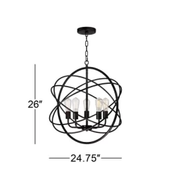 Franklin Iron Works Ellery Bronze Orb Foyer Pendant Chandelier 24 3/4" Wide Modern 5-Light LED Fixture For Dining Room House Kitchen Island Entryway -Home Series Shop GUEST f7dfcff0 798c 472e 94b0 bc4a1c482f74