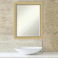 Amanti Art Landon Gold Narrow Petite Bevel Bathroom Wall Mirror 27.5 X 21.5 In. -Home Series Shop GUEST f93802a7 12cd 45bc b2fa e8eefc6b9fa5