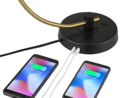 Possini Euro Design Modern Mid Century Desk Lamp 28 1/2" Tall Warm Gold Black With Dual USB Charging Ports For Bedroom Living Room Office Reading Home -Home Series Shop GUEST f9c47d67 9358 47c7 884e 9ac57a4ca8b4