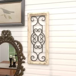 Wood Scroll Window Inspired Wall Decor With Metal Scrollwork Relief White - Olivia & May -Home Series Shop GUEST fa14eeaa 565b 407c a1b3 116041d25be2