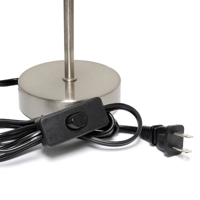 10.5" Petite Metal Stick Bedside Table Desk Lamp In Sand Nickel With Fabric Shade White - Creekwood Home 3 10.5" Petite Metal Stick Bedside Table Desk Lamp In Sand Nickel With Fabric Shade White - Creekwood Home - Image 3