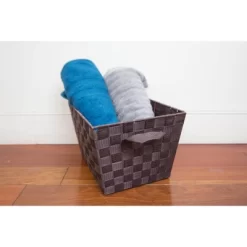 Home Basics Polyester Woven Strap Open Bin, Brown -Home Series Shop GUEST fbb5f3b0 3af8 415d bad4 b1301b4199ad