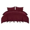 3 Pcs 110gsm Brushed Microfiber Solid Color Bohemian Theme Washable Duvet Cover Bedding Sets - PiccoCasa